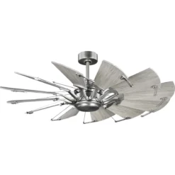 Progress Lighting Springer 52-in Antique Nickel with White Barnwood Blades Ceiling Fan Light Kit Compatible and Remote Control Included 12 -Blade