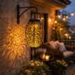 Hanging Solar Lantern Outdoor – Waterproof Metal Solar Garden Light with Handle for Patio & Pathway
