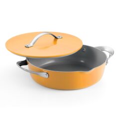 Tramontina Fiora 4.25-Quart Multipurpose Ceramic Non Stick Cooking Pan with Lid, Marigold