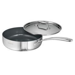 Tramontina Utsava Tri-Ply Clad Stainless Steel 2.9-Quart Saute Pan with Lid and Ceramic Non Stick Interior, Induction-Ready Cooking Pan