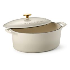 Tramontina Bestow Enameled Cast Iron Oval Dutch Oven Pot with Lid, Large 7-quart, Blue