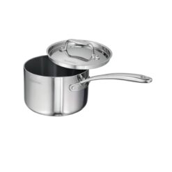 Tramontina Utsava Tri-Ply Clad Stainless Steel 2.2-Quart Sauce Pan with Lid and Ceramic Non Stick Interior, Induction-Ready Small Saucepan