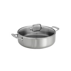 Tramontina Tri-Ply Clad Stainless Steel 6-Quart Braiser Pan with Glass Lid, Induction-Ready, Dishwasher-Safe, NSF-Certified