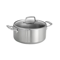 Tramontina Tri-Ply Clad Stainless Steel 5-Quart Dutch Oven Pot with Glass Lid, Induction-Ready, Dishwasher-Safe, NSF-Certified