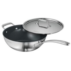 Tramontina Utsava Tri-Ply Clad Stainless Steel 3.75-Quart Wok with Lid and Ceramic Non Stick Interior, Induction-Ready Cooking Pan