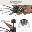 Progress Lighting Springer 52-in Architectural Bronze with Distressed Walnut Blades Ceiling Fan Light Kit Compatible and Remote Control Included 12 -Blade