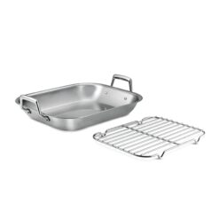 Tramontina 16.75-Inch Stainless Steel Roasting Pan with Rack, Flared Edge Turkey Roaster for Oven, Dishwasher Safe, Made in Brazil