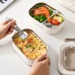 3-Tier Insulated Lunch Box with Spoon – 304 Stainless Steel Food Container with Handle