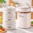 Insulated Lunch Box with 3 Stackable Containers – Portable Food Storage for Adults and Kids