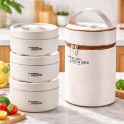 Insulated Lunch Box with 3 Stackable Containers – Portable Food Storage for Adults and Kids