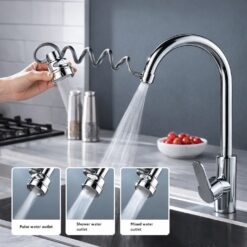 Pull-Out Faucet Sprayer Extension with 3 Spray Modes – Splash-Proof Kitchen Sink Faucet Attachment