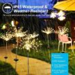 Solar-Powered Waterproof Firework Garden Lights With Remote Control & 8 Lighting Modes