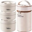 Insulated Lunch Box with 3 Stackable Containers – Portable Food Storage for Adults and Kids