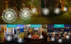 Solar-Powered Waterproof Firework Garden Lights With Remote Control & 8 Lighting Modes