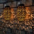 Hanging Solar Lantern Outdoor – Waterproof Metal Solar Garden Light with Handle for Patio & Pathway