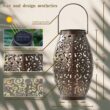 Hanging Solar Lantern Outdoor – Waterproof Metal Solar Garden Light with Handle for Patio & Pathway