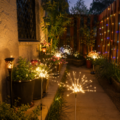 Solar-Powered Waterproof Firework Garden Lights With Remote Control & 8 Lighting Modes