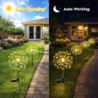Solar-Powered Waterproof Firework Garden Lights With Remote Control & 8 Lighting Modes