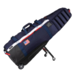 Sun Mountain ClubGlider Meridian Golf Travel Bag - 4-Wheel Rolling System, Extendable & Retractable Legs, Navy-White-Red