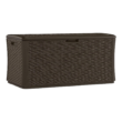 Suncast 134 Gallon Extra Large All-Weather Wicker Pattern Deck Box with Lockable Lid for Garden, Garage, Patio, or Outdoor Use, Java