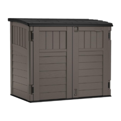Suncast 34 Cu Ft Horizontal Resin Storage Shed - Outdoor Storage Shed with Floor Included, Lockable, Weatherproof, Stoney Black