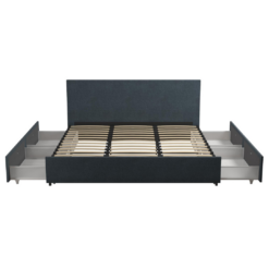 GZMR King Navy Bed Frame Storage with Headboard
