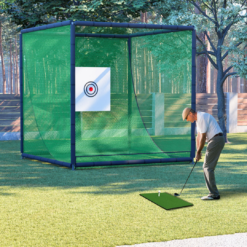 Tatayosi Golf Practice Net Cage 10 x 10 x 10FT Metal Frame Hitting Net Kit for Backyard Golf Batting Cage Netting Golf Training Simulators for Home
