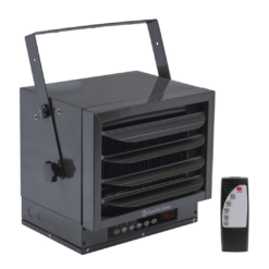 Comfort Zone Hard-Wired Ceiling Mount Garage Space Heater with Remote, 7,500 Watt, 240 Volt, CZ230ERBK
