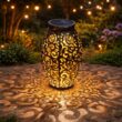 Hanging Solar Lantern Outdoor – Waterproof Metal Solar Garden Light with Handle for Patio & Pathway
