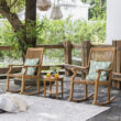 Cambridge Casual Mosko Natural Teak Wood Frame Rocking Chair with Slat Seat