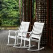 Cambridge Casual Bonn White Mahogany Wood Frame Rocking Chair with Slat Seat