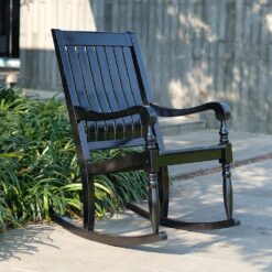 Cambridge Casual Bonn Black Wood Frame Rocking Chair with Slat Seat