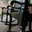 Cambridge Casual Bonn Black Wood Frame Rocking Chair with Slat Seat