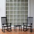 Cambridge Casual Thames Set of 2 Black Mahogany Wood Frame Rocking Chair with Slat Seat