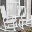 Cambridge Casual Thames Set of 2 White Mahogany Wood Frame Rocking Chair with Slat Seat