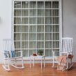 Cambridge Casual Thames Set of 2 White Mahogany Wood Frame Rocking Chair with Slat Seat