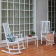 Cambridge Casual Thames Set of 2 White Mahogany Wood Frame Rocking Chair with Slat Seat
