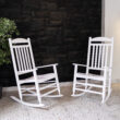 Cambridge Casual Vandal Set of 2 White Wood Frame Rocking Chair with Slat Seat