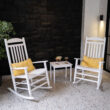 Cambridge Casual Vandal Set of 2 White Wood Frame Rocking Chair with Slat Seat