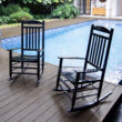 Cambridge Casual Vandal Set of 2 Black Wood Frame Rocking Chair with Slat Seat