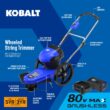 Kobalt Wheeled 80-volt 22.0-in Straight Shaft Battery String Trimmer 6 Ah (Battery Included) (Charger Included)