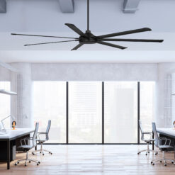 Harbor Breeze Megalodon 100-in Matte Black with Matte Black Blades Covered Outdoor Ceiling Fan Without Light and Wall Switch Included 7 -Blade