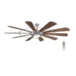 Harbor Breeze Henderson 72-in Galvanized with Rustic Weathered Oak Blades LED Covered Outdoor Ceiling Fan With Light and Remote Control Included 10 -Blade