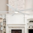 Harbor Breeze Cando 96-in Matte White with Matte White Blades Adjustable White LED Uncovered Outdoor Ceiling Fan With Light and Wall Control Included 5 -Blade
