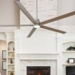 Harbor Breeze Cando 96-in Brushed Nickel with Matte Silver Blades Adjustable White LED Uncovered Outdoor Ceiling Fan With Light and Wall Control Included 5 -Blade