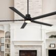 Harbor Breeze Cando 96-in Matte Black with Matte Black Blades Adjustable White LED Uncovered Outdoor Ceiling Fan With Light and Wall Control Included 5 -Blade