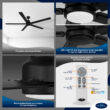 Harbor Breeze Cando 96-in Matte Black with Matte Black Blades Adjustable White LED Uncovered Outdoor Ceiling Fan With Light and Wall Control Included 5 -Blade