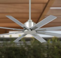Minka Aire Xtreme H2O 52-in Brushed Nickel Wet with Silver Blades Uncovered Outdoor Ceiling Fan Without Light and Remote Control Included 8 -Blade
