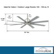 Minka Aire Xtreme H2O 52-in Brushed Nickel Wet with Silver Blades Uncovered Outdoor Ceiling Fan Without Light and Remote Control Included 8 -Blade