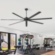 Breezary 8 ft HVLS Oversized Industrial 96-in Matte Black with Matte Black Aluminum Blades Ceiling Fan Without Light and Remote Control Included 7 -Blade